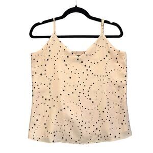 Ann Taylor Polka Dot Star Print Drapey Cami Women's Sz S Pale Pink Casual Glam